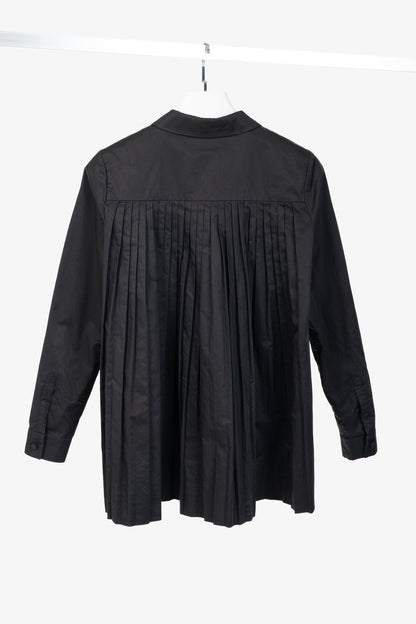 Co SS18 Black Cotton Poplin Pleated-Back Shirt