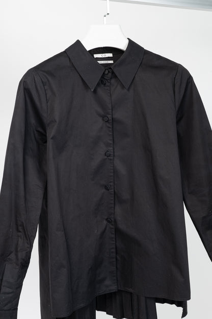Co SS18 Black Cotton Poplin Pleated-Back Shirt