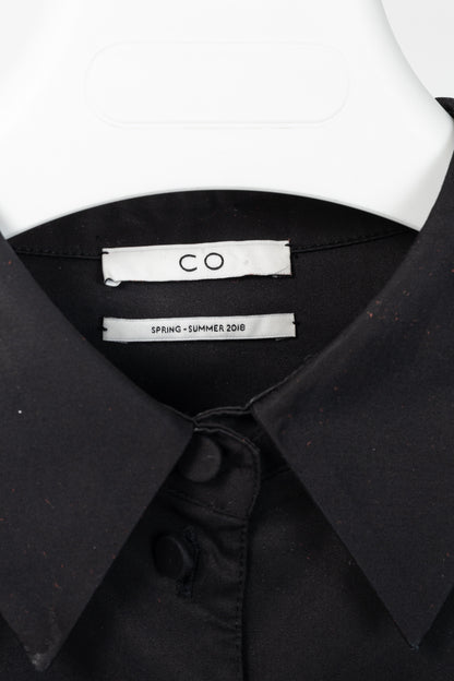 Co SS18 Black Cotton Poplin Pleated-Back Shirt