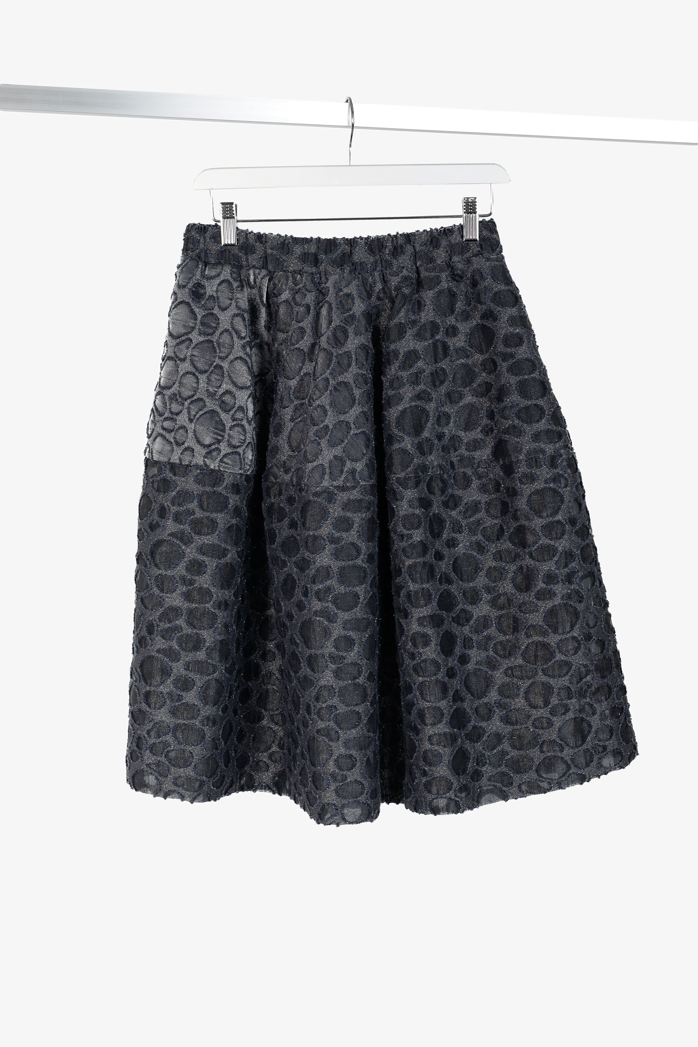 Co PF/16 Grey Metallic Spotted-Jacquard Gathered Mini Skirt