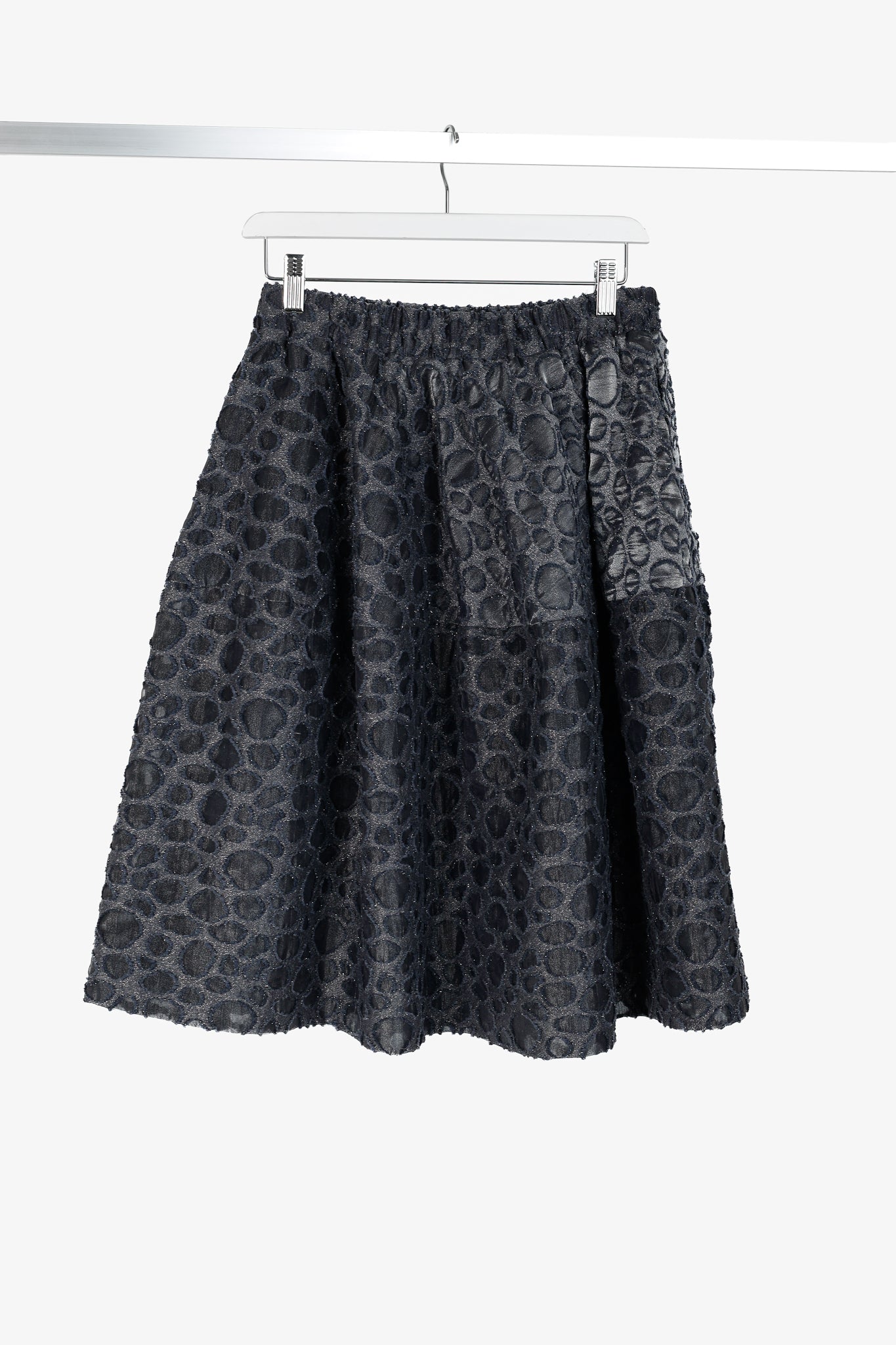 Co PF/16 Grey Metallic Spotted-Jacquard Gathered Mini Skirt