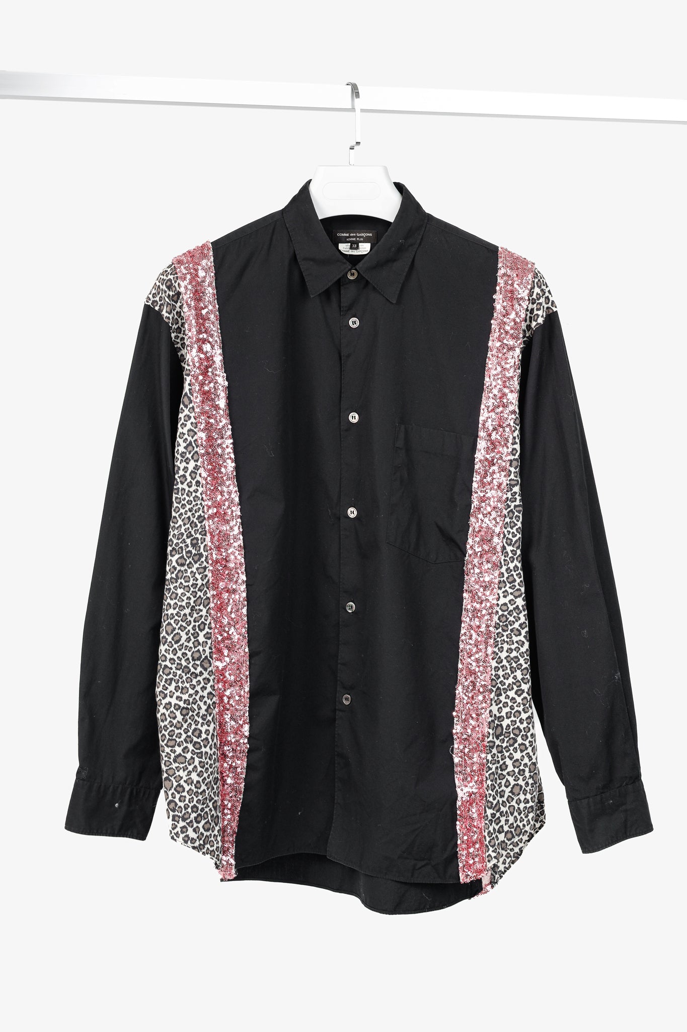 Comme des Garcons Homme Plus SS/18 Black Leopard & Sequin-Trim Shirt