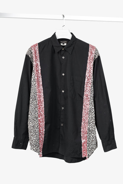 Comme des Garcons Homme Plus SS/18 Black Leopard & Sequin-Trim Shirt