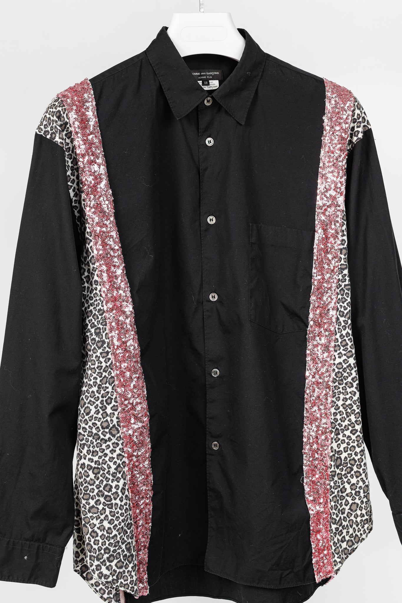Comme des Garcons Homme Plus SS/18 Black Leopard & Sequin-Trim Shirt