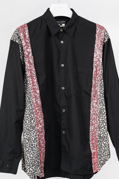 Comme des Garcons Homme Plus SS/18 Black Leopard & Sequin-Trim Shirt