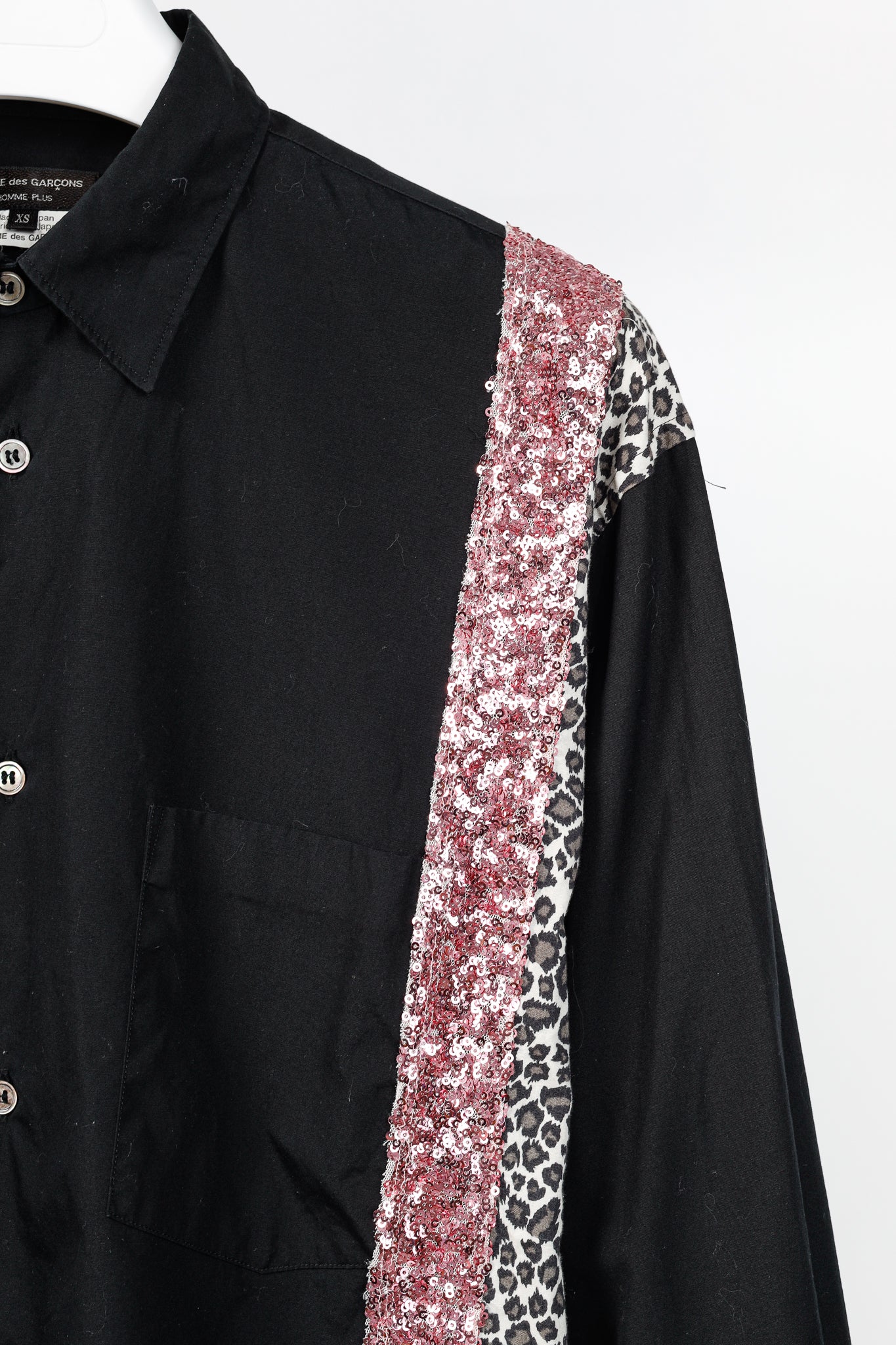 Comme des Garcons Homme Plus SS/18 Black Leopard & Sequin-Trim Shirt