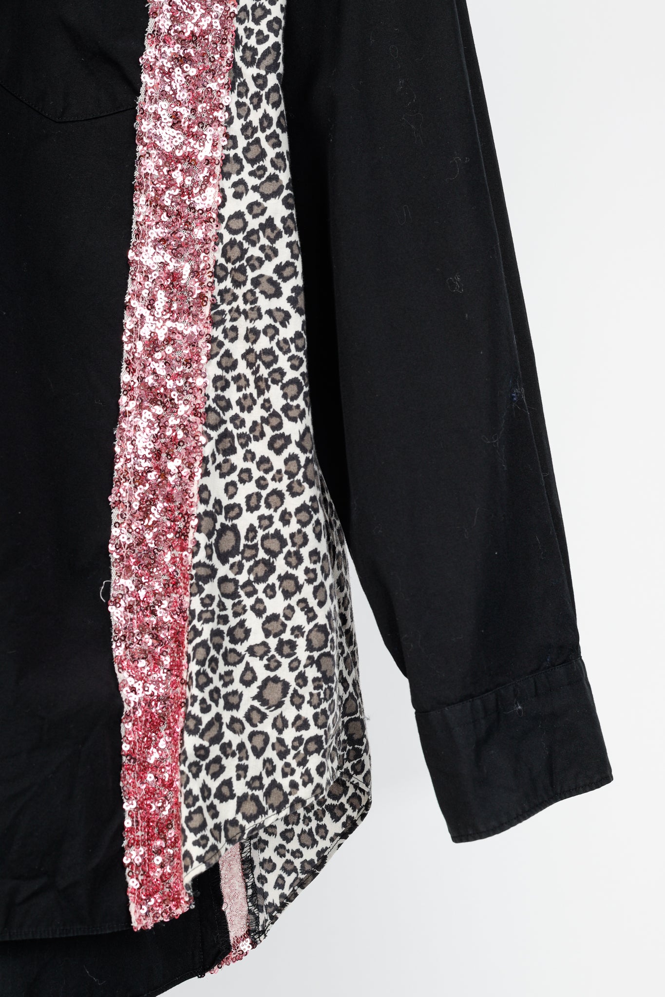 Comme des Garcons Homme Plus SS/18 Black Leopard & Sequin-Trim Shirt