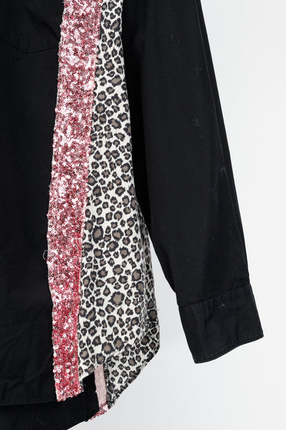 Comme des Garcons Homme Plus SS/18 Black Leopard & Sequin-Trim Shirt