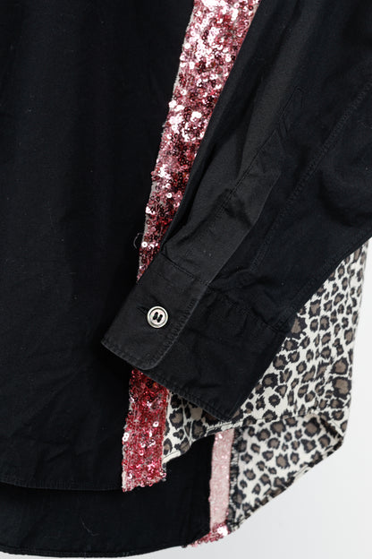 Comme des Garcons Homme Plus SS/18 Black Leopard & Sequin-Trim Shirt