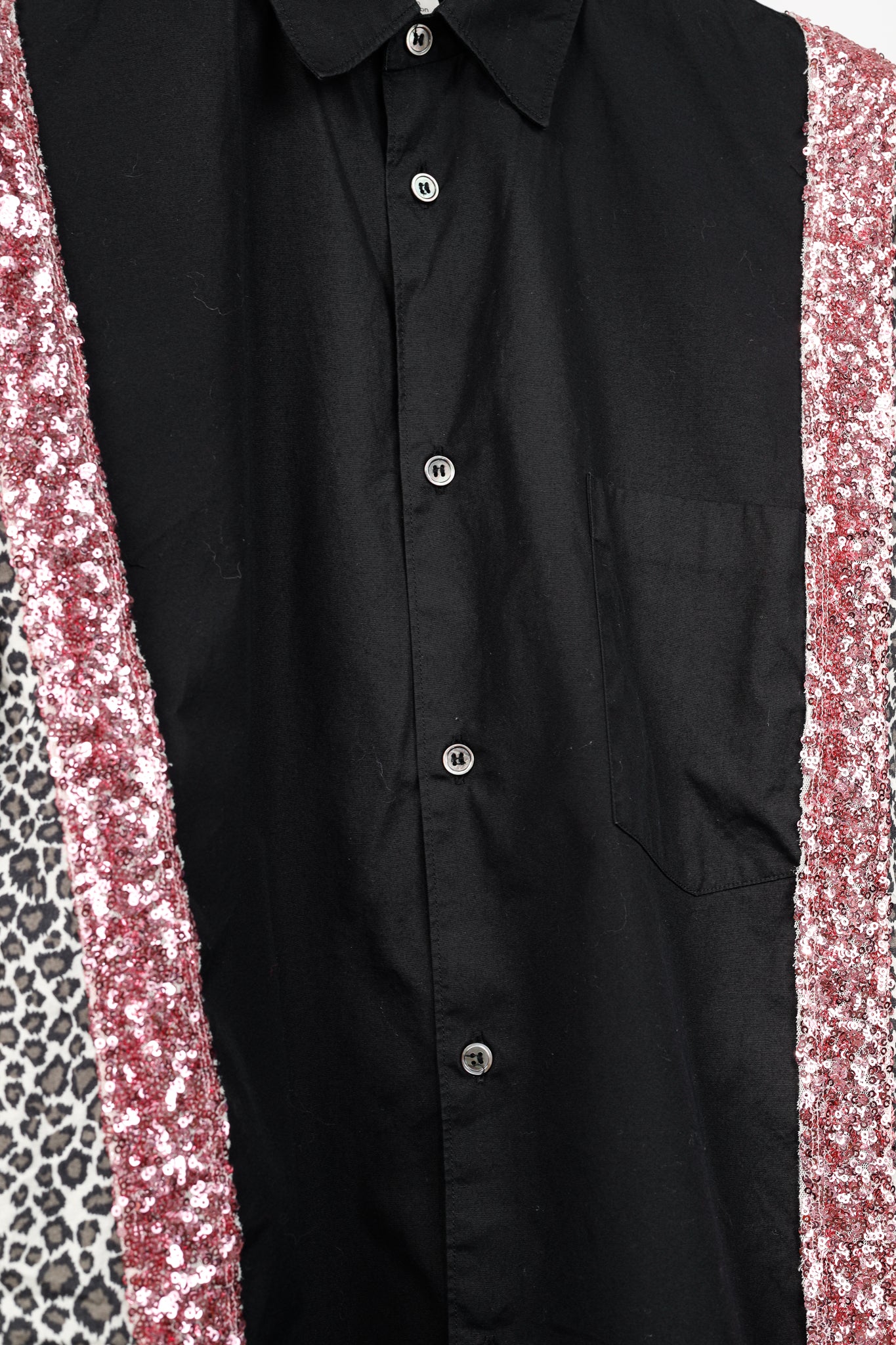 Comme des Garcons Homme Plus SS/18 Black Leopard & Sequin-Trim Shirt