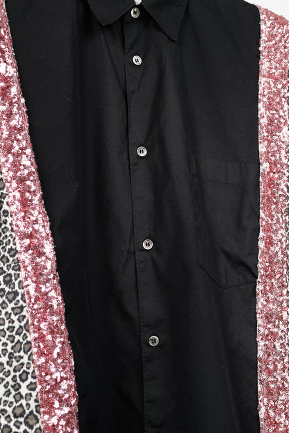 Comme des Garcons Homme Plus SS/18 Black Leopard & Sequin-Trim Shirt