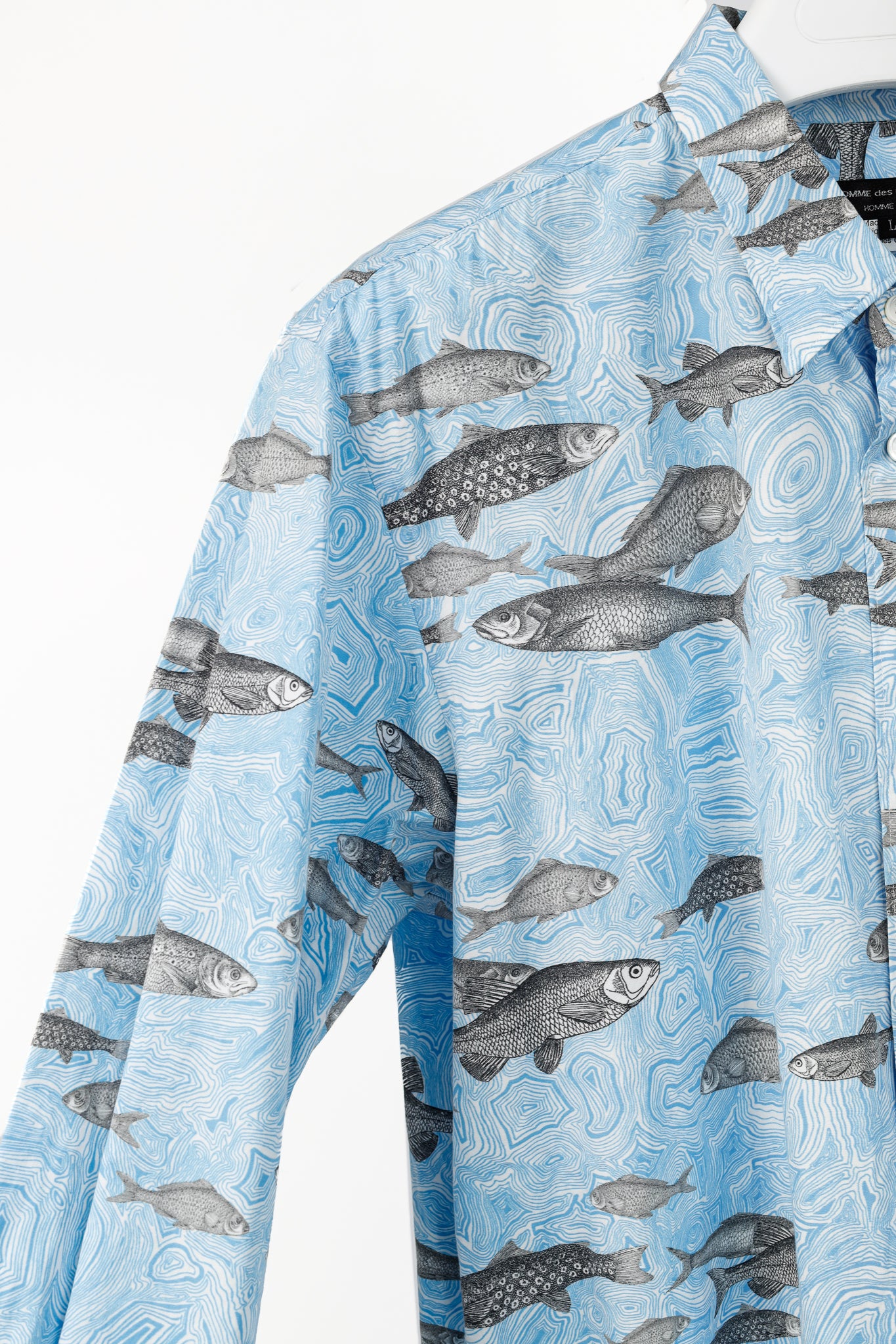Comme des Garcons Homme Plus SS/17 Blue Fish-Print Cotton Shirt