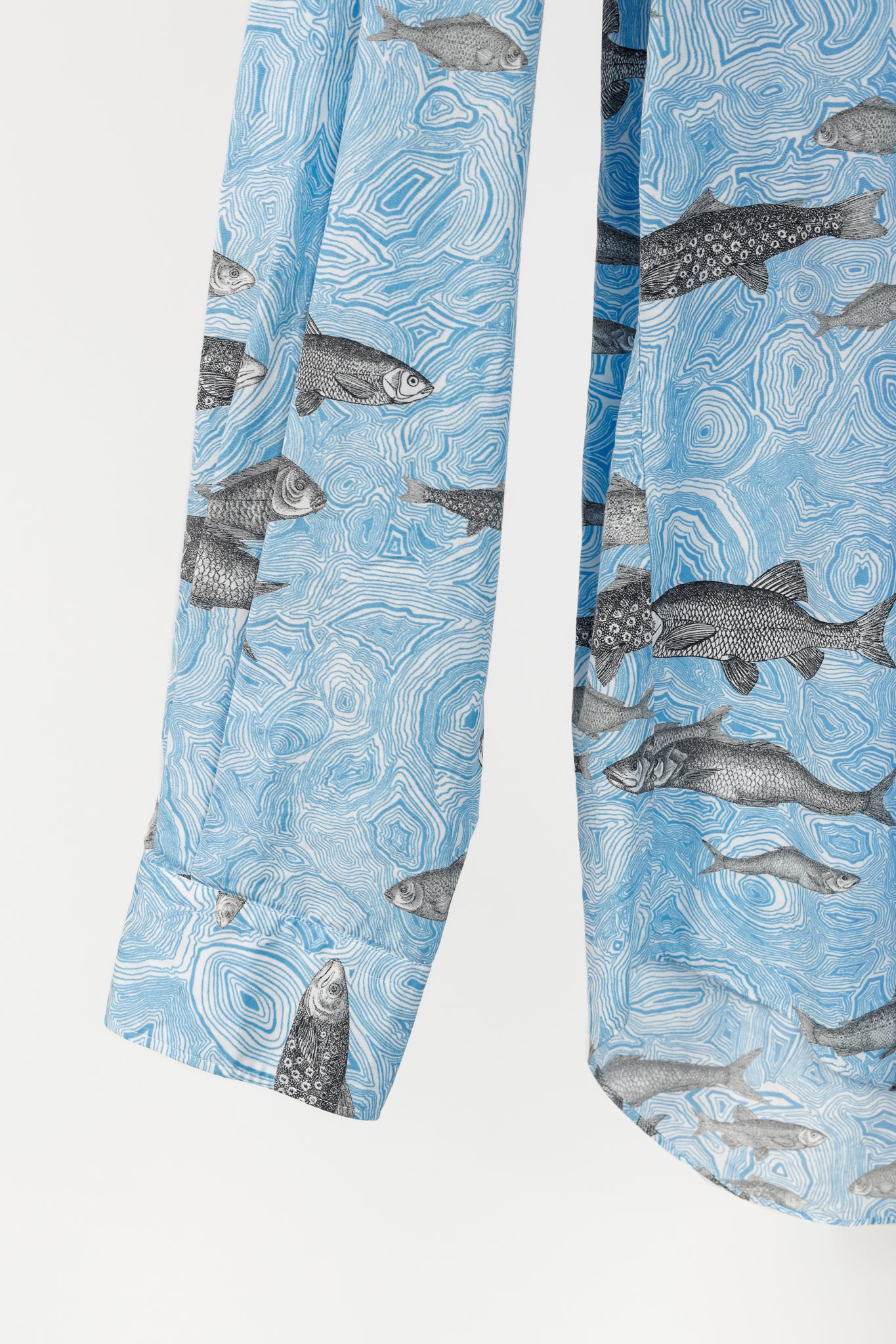 Comme des Garcons Homme Plus SS/17 Blue Fish-Print Cotton Shirt