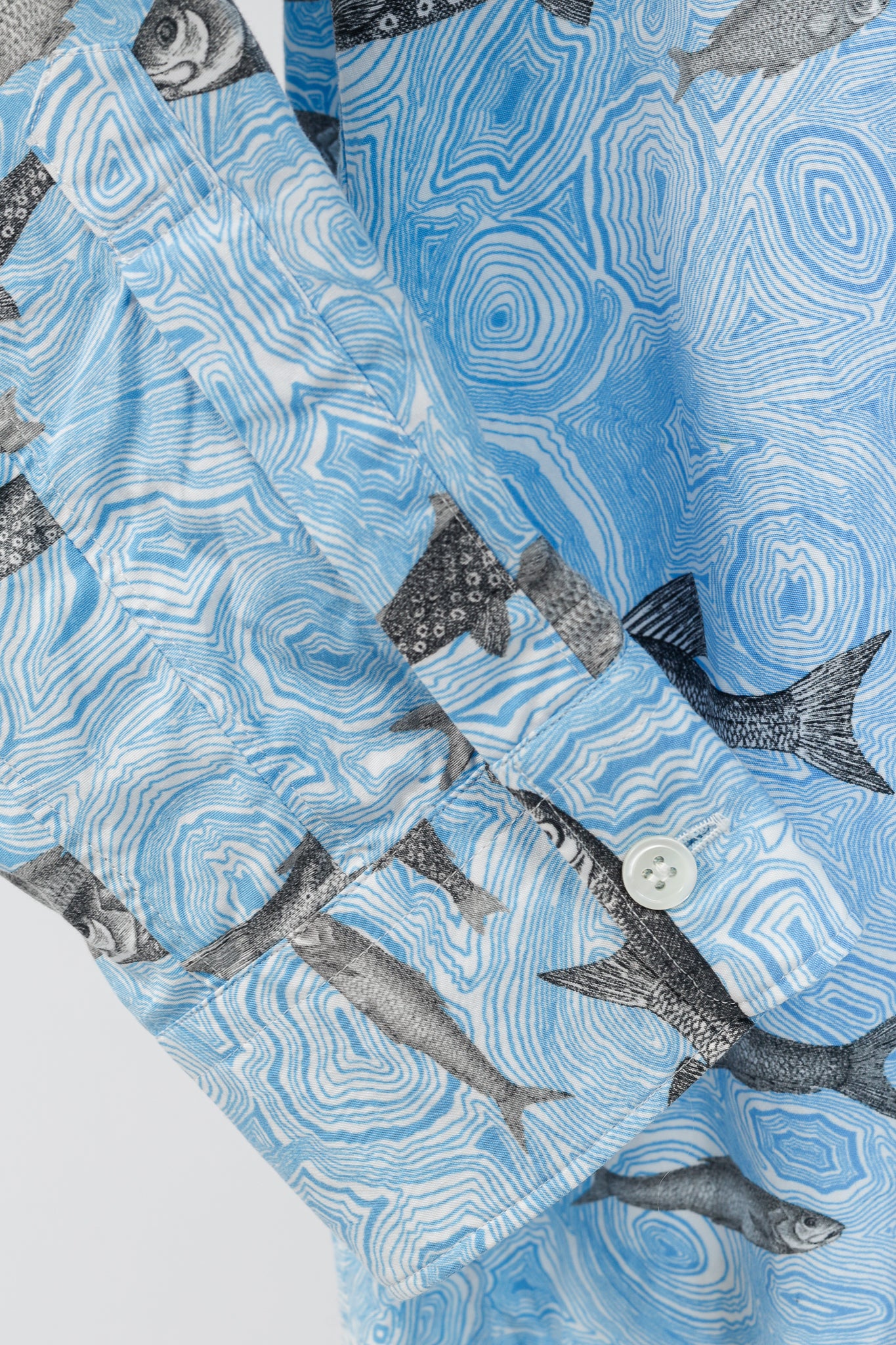 Comme des Garcons Homme Plus SS/17 Blue Fish-Print Cotton Shirt
