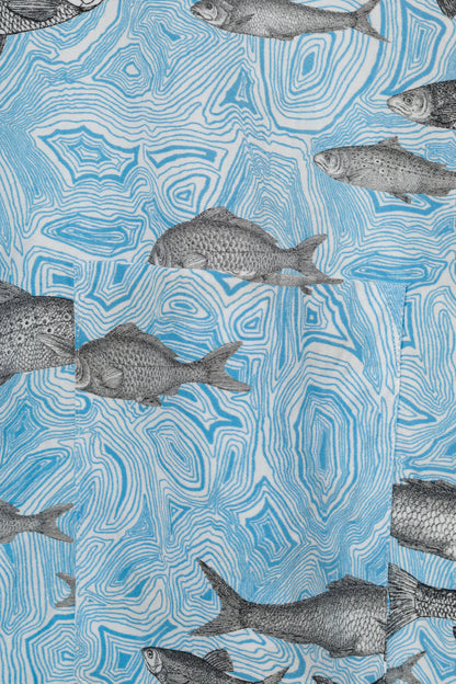 Comme des Garcons Homme Plus SS/17 Blue Fish-Print Cotton Shirt