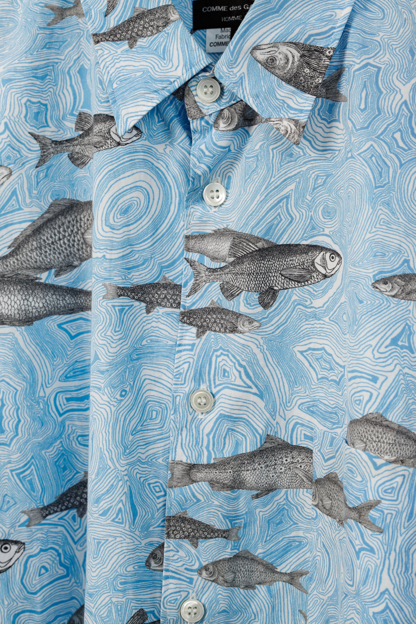 Comme des Garcons Homme Plus SS/17 Blue Fish-Print Cotton Shirt