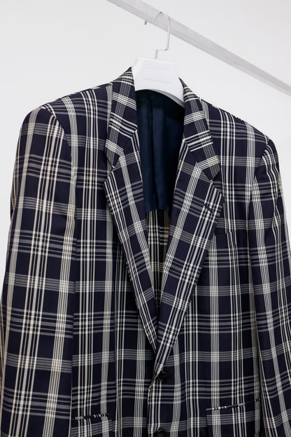 Comme des Garçons Homme Men's Navy Tartan Blazer