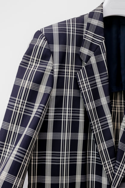 Comme des Garçons Homme Men's Navy Tartan Blazer