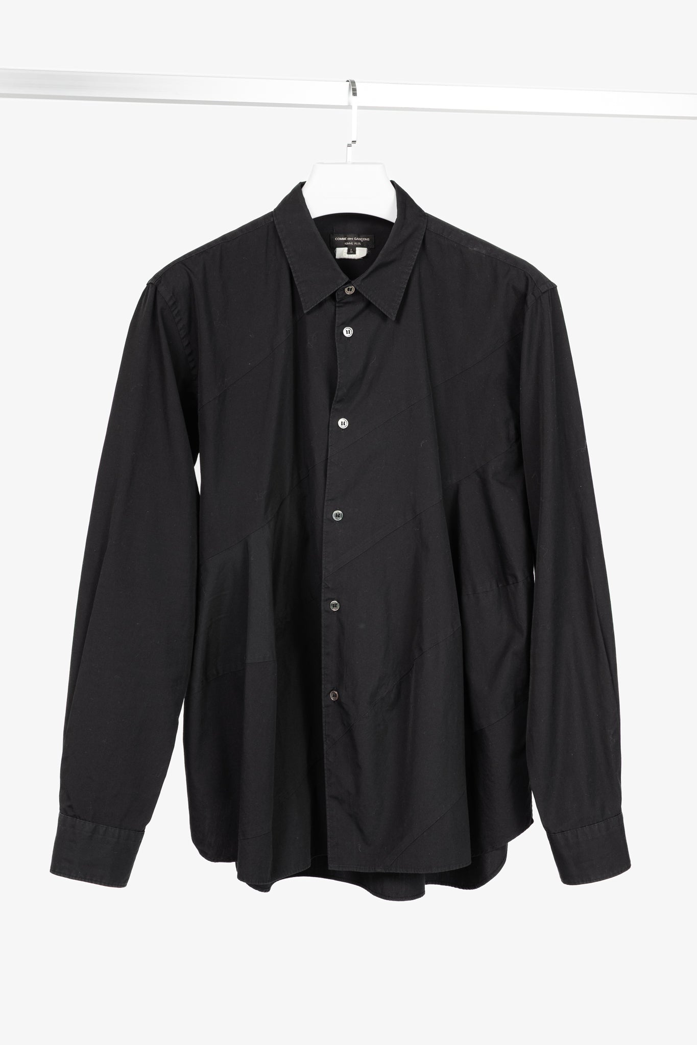 Comme des Garcons Homme Plus Black Cotton-Poplin Diagonal-Panel Buttoned Shirt