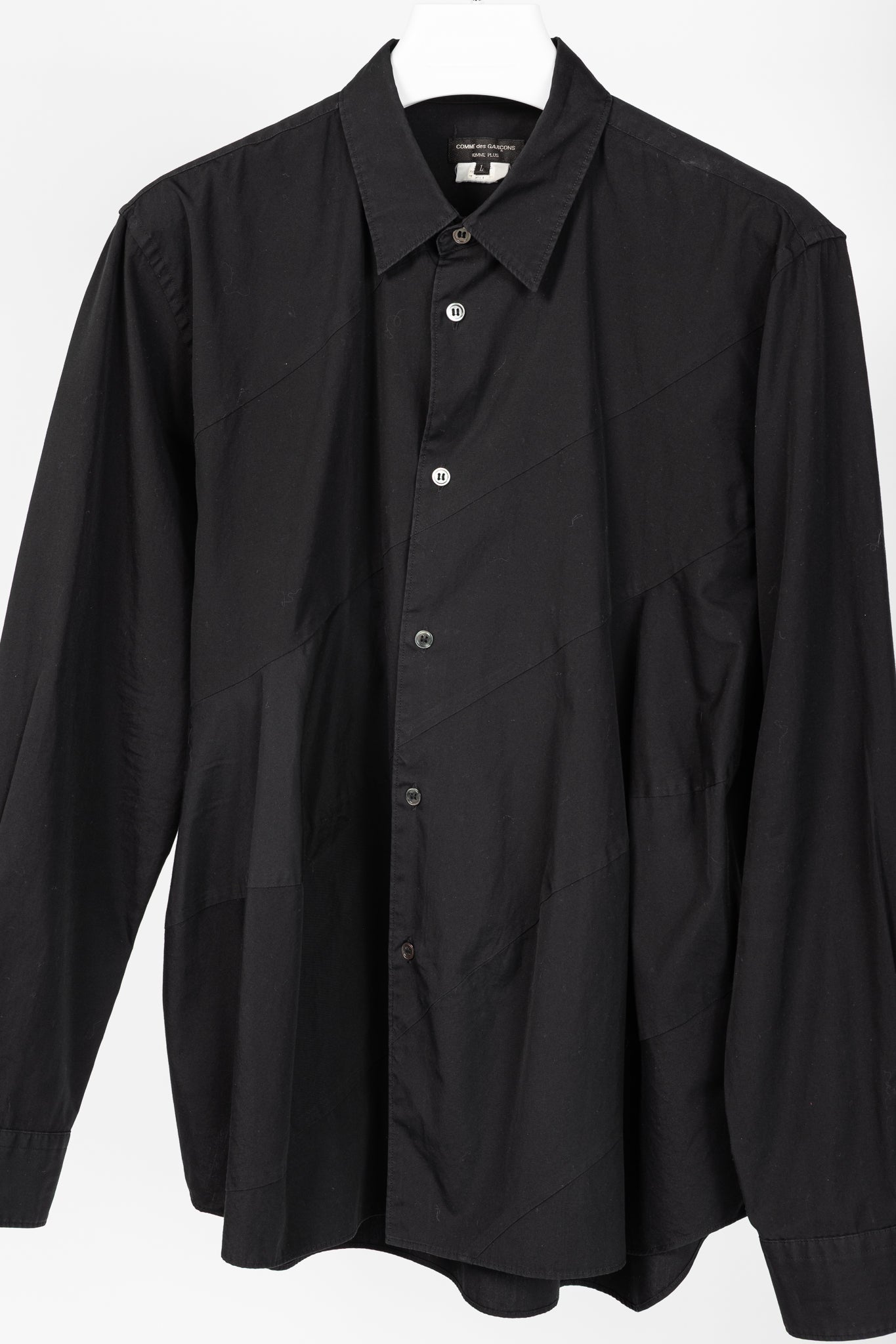 Comme des Garcons Homme Plus Black Cotton-Poplin Diagonal-Panel Buttoned Shirt