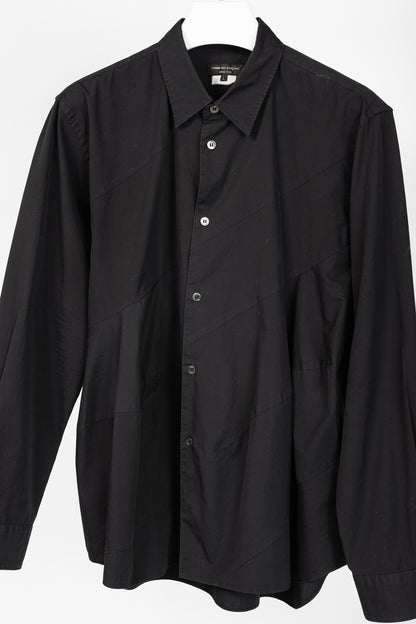 Comme des Garcons Homme Plus Black Cotton-Poplin Diagonal-Panel Buttoned Shirt