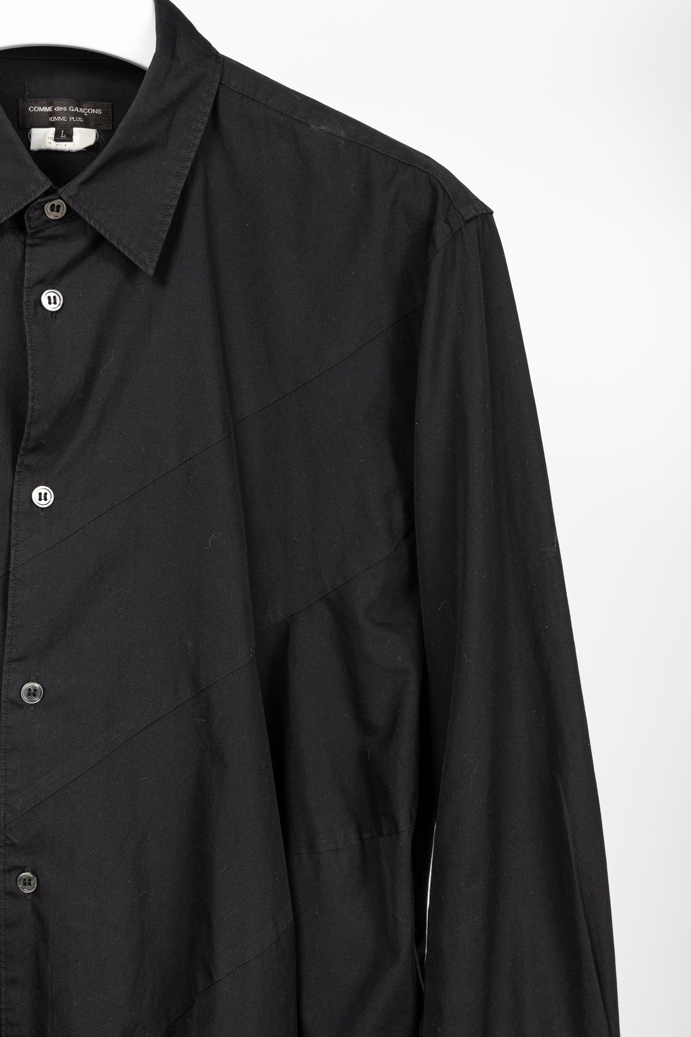 Comme des Garcons Homme Plus Black Cotton-Poplin Diagonal-Panel Buttoned Shirt
