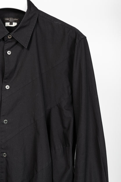 Comme des Garcons Homme Plus Black Cotton-Poplin Diagonal-Panel Buttoned Shirt