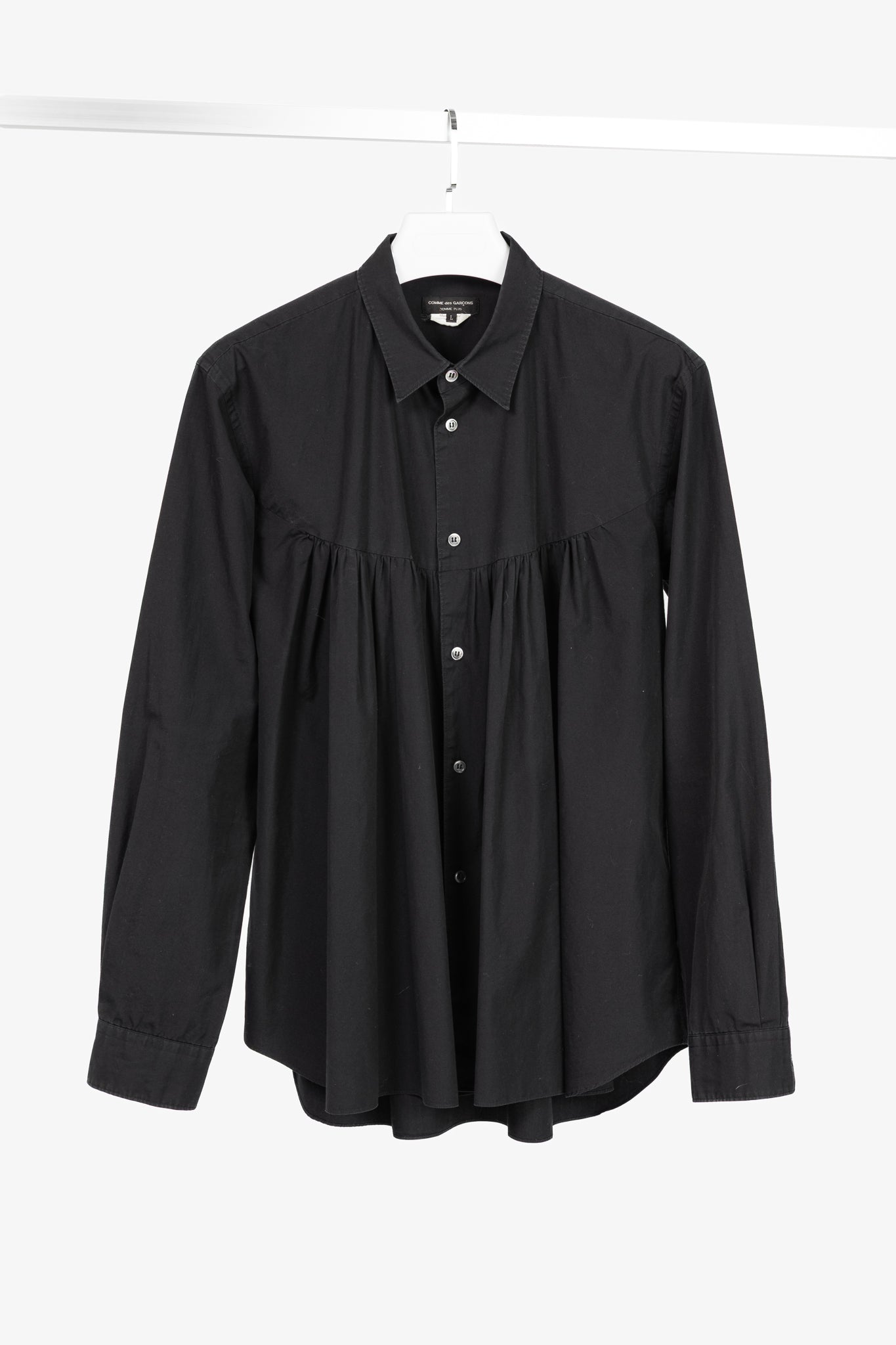 Comme des Garcons Homme Plus Black Cotton-Poplin Gathered-Yoke Buttoned Shirt