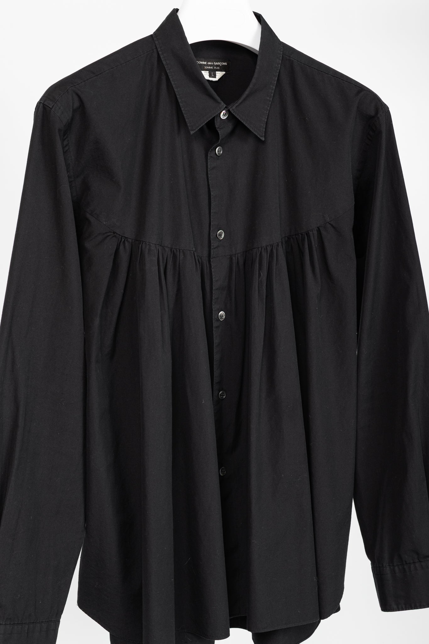 Comme des Garcons Homme Plus Black Cotton-Poplin Gathered-Yoke Buttoned Shirt