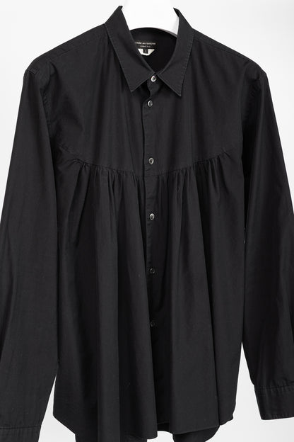 Comme des Garcons Homme Plus Black Cotton-Poplin Gathered-Yoke Buttoned Shirt
