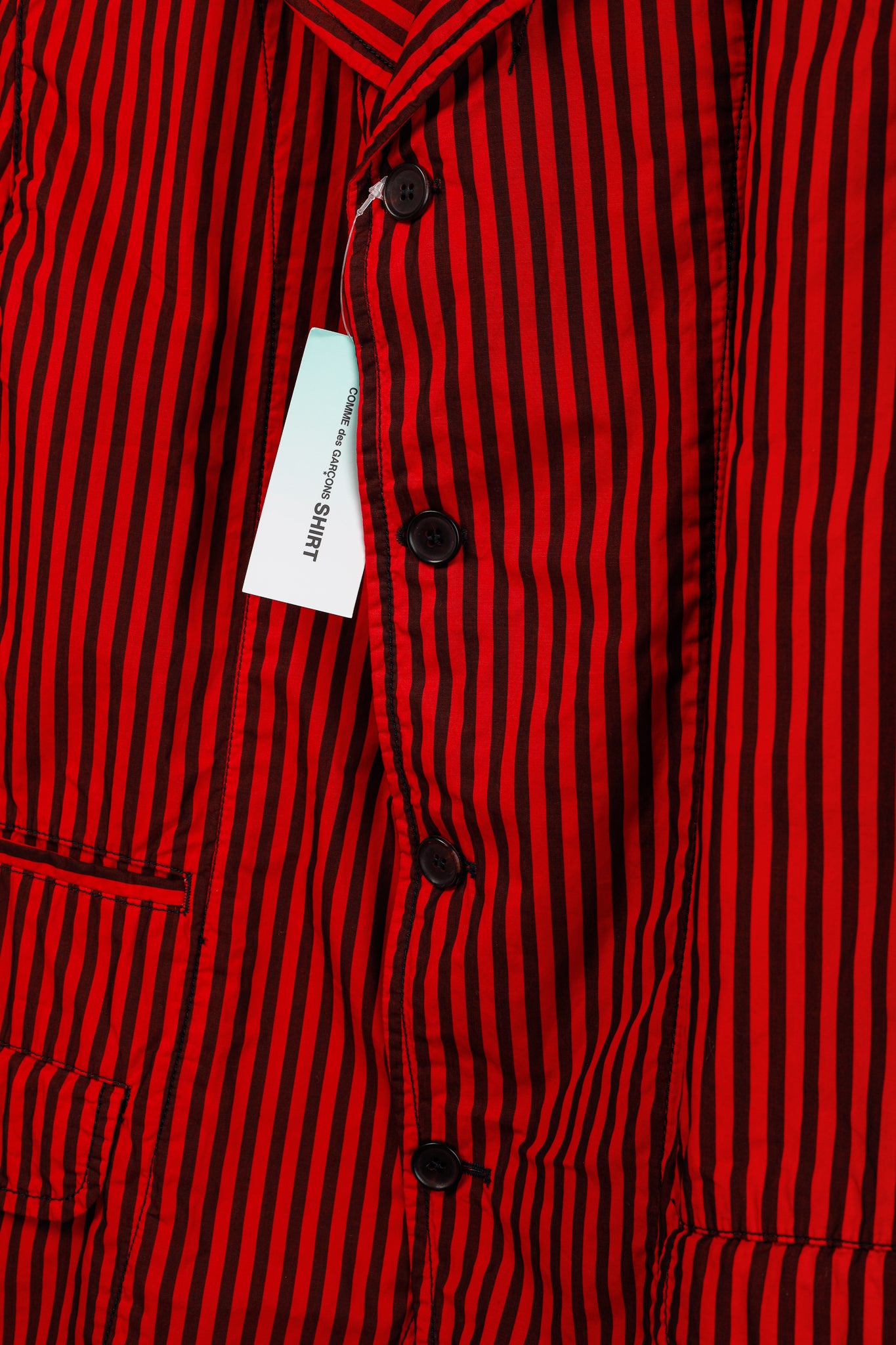 Comme des Garcons Shirt SS/22 Runway Red & Black Striped Single-Breasted Blazer