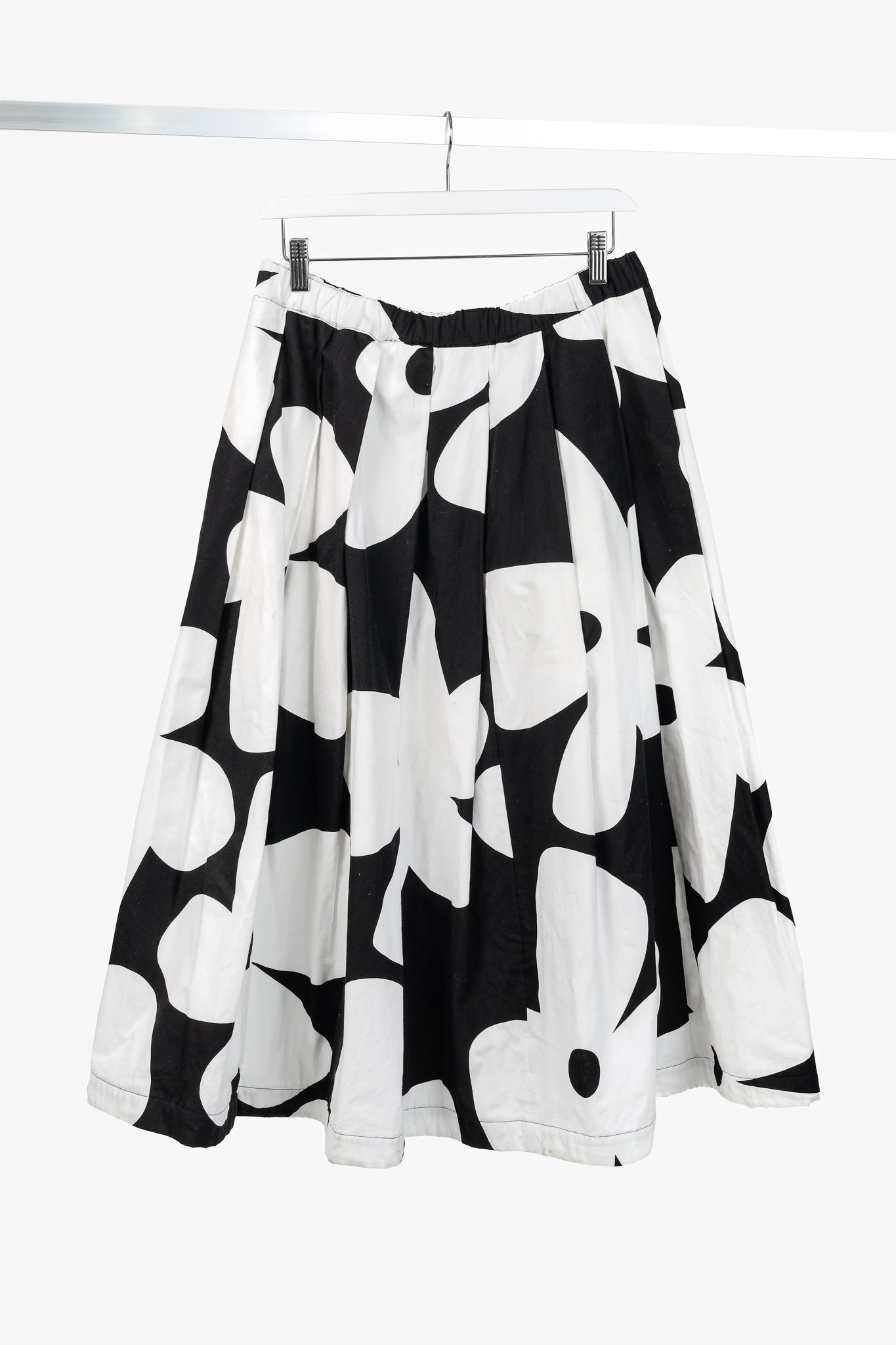 Comme des Garcons SS/22 Black & White Floral Cotton Flared Skirt