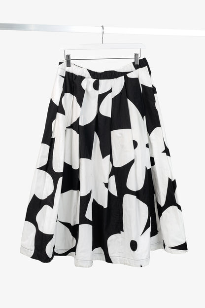 Comme des Garcons SS/22 Black & White Floral Cotton Flared Skirt