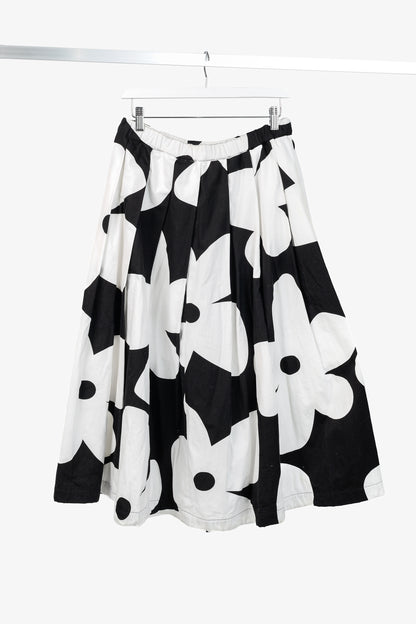 Comme des Garcons SS/22 Black & White Floral Cotton Flared Skirt