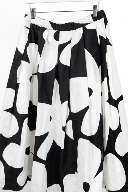 Comme des Garcons SS/22 Black & White Floral Cotton Flared Skirt