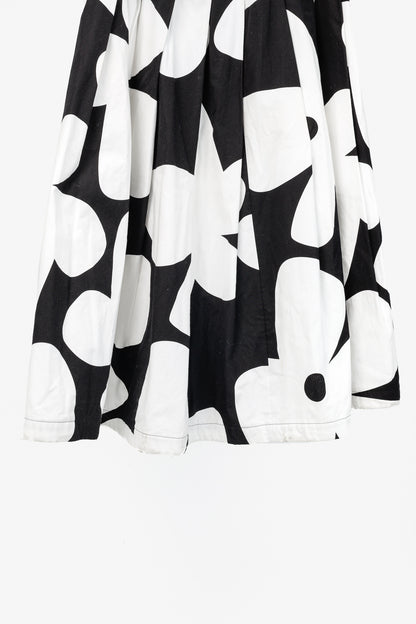 Comme des Garcons SS/22 Black & White Floral Cotton Flared Skirt