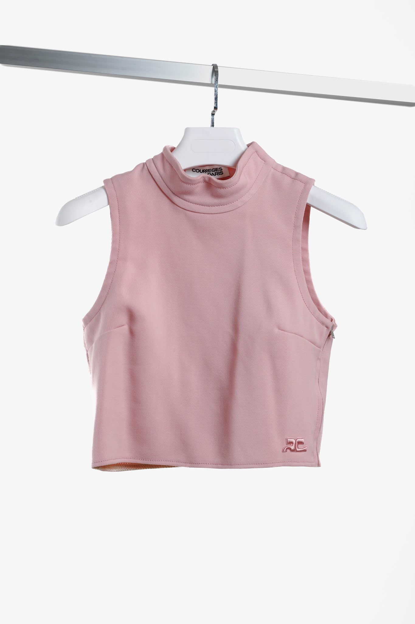 Courreges Paris Pink Wool Mock Neck Top