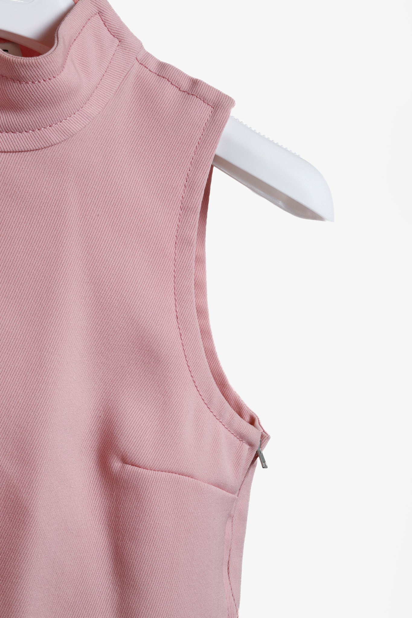 Courreges Paris Pink Wool Mock Neck Top