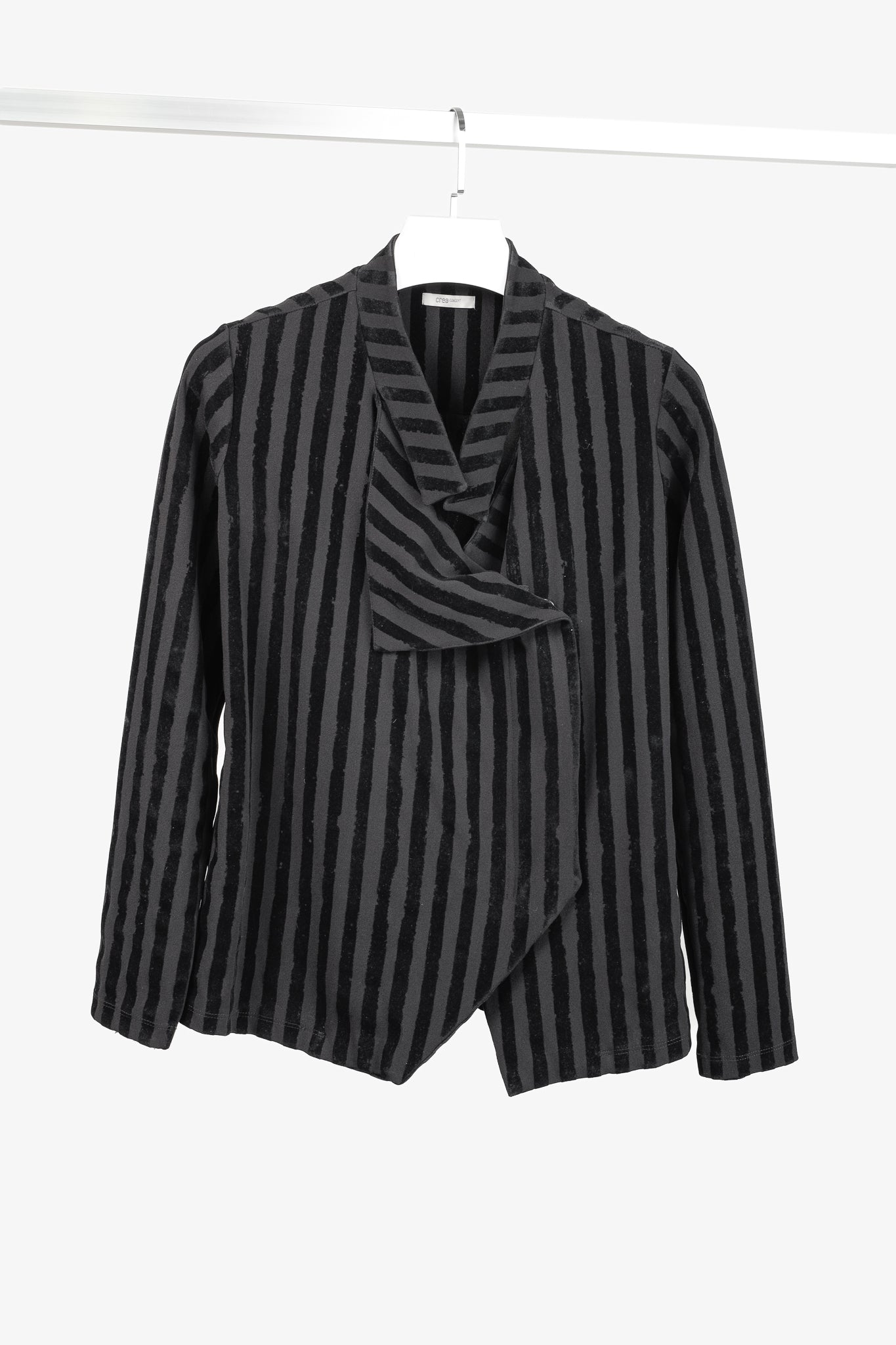 Crea Concept AW/20 Black Velvet-Stripe Moto Jacket