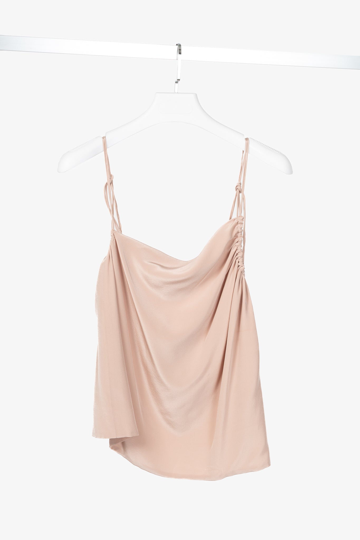 Crea Concept Pink Silk Crepe de Chine Tie-Strap Camisole