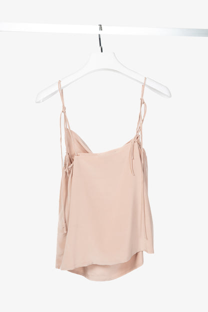 Crea Concept Pink Silk Crepe de Chine Tie-Strap Camisole