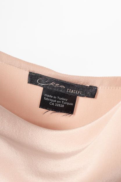 Crea Concept Pink Silk Crepe de Chine Tie-Strap Camisole