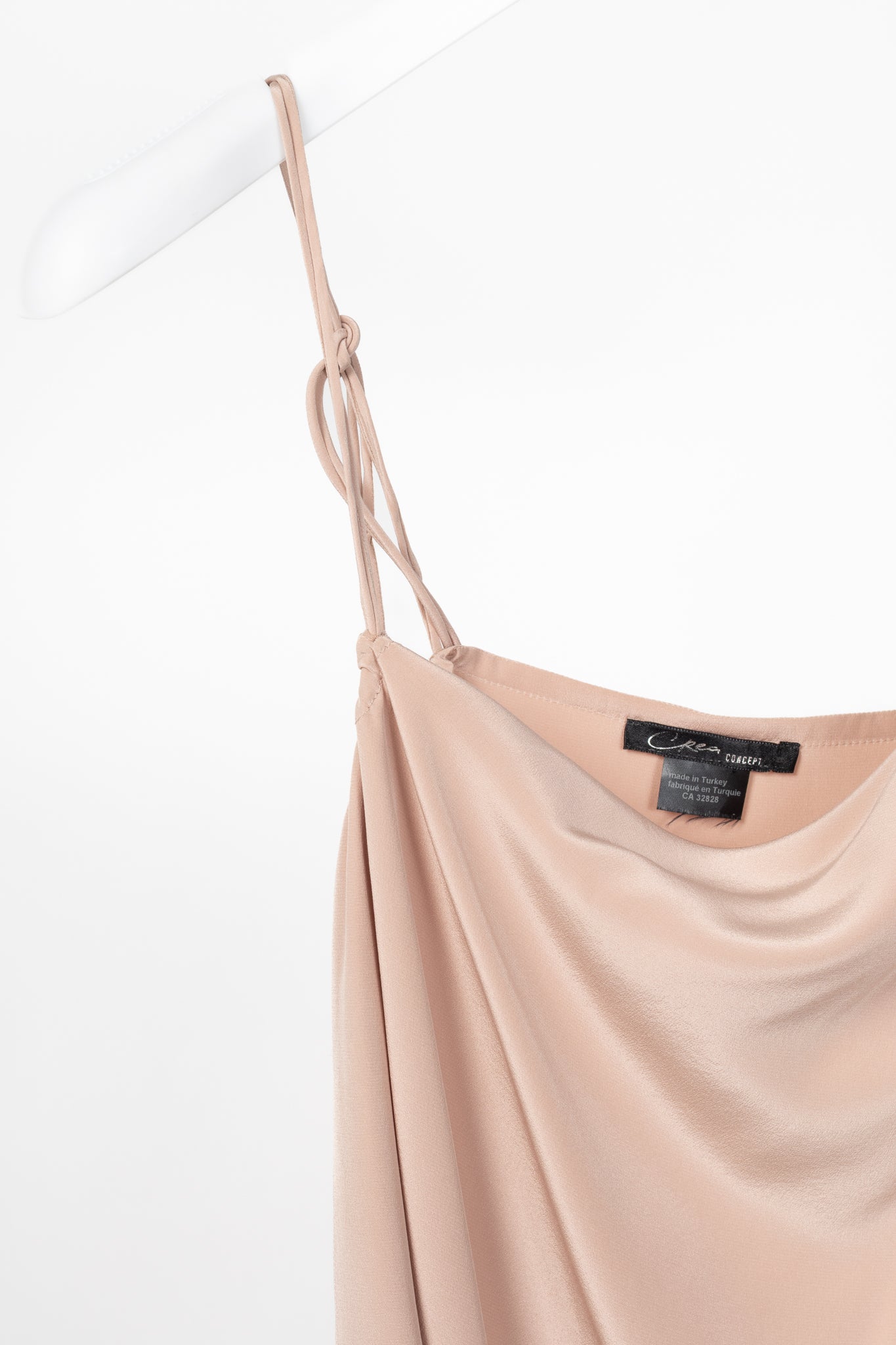Crea Concept Pink Silk Crepe de Chine Tie-Strap Camisole