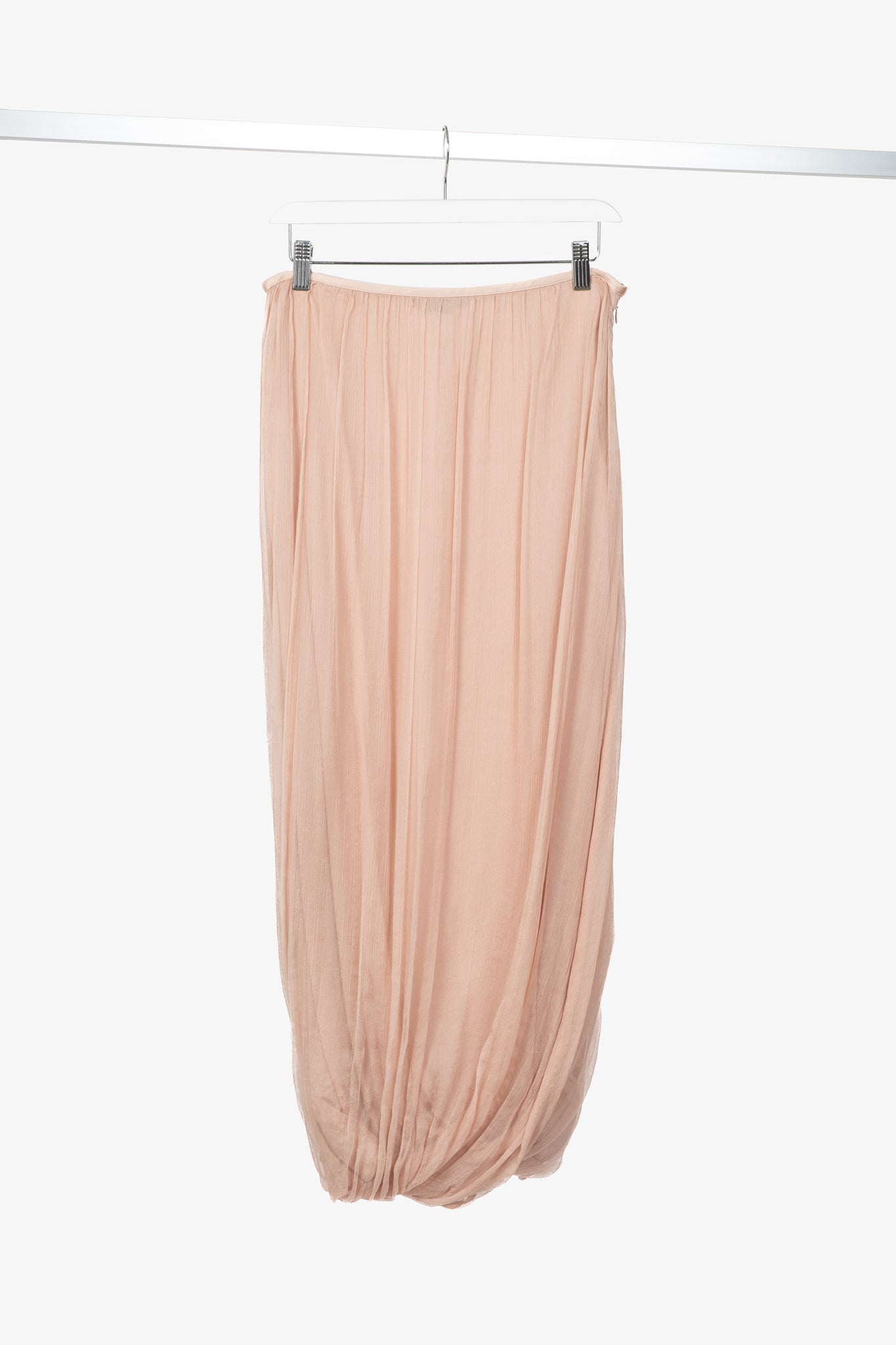 Crea Concept Pink Silk Crepe Bubble-Hem Midi Skirt