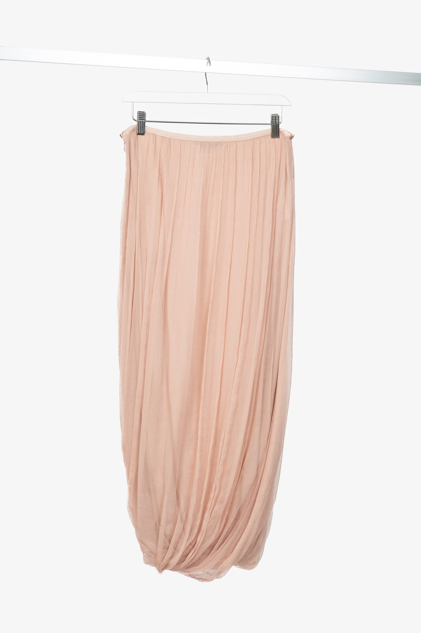 Crea Concept Pink Silk Crepe Bubble-Hem Midi Skirt