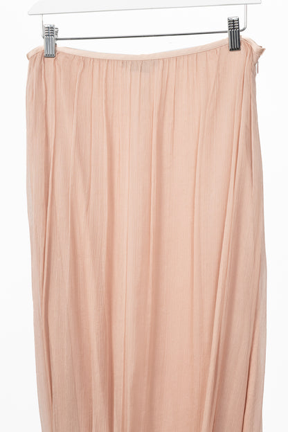 Crea Concept Pink Silk Crepe Bubble-Hem Midi Skirt
