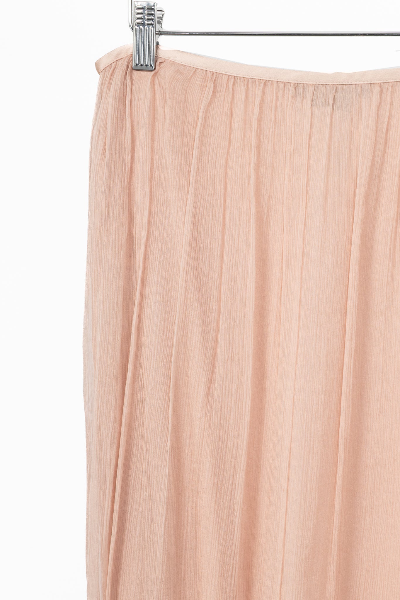 Crea Concept Pink Silk Crepe Bubble-Hem Midi Skirt