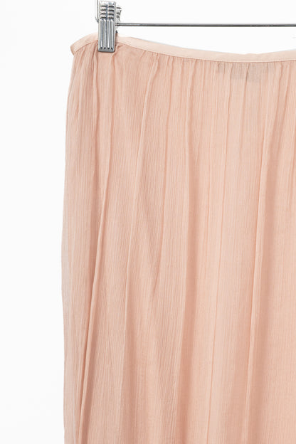 Crea Concept Pink Silk Crepe Bubble-Hem Midi Skirt
