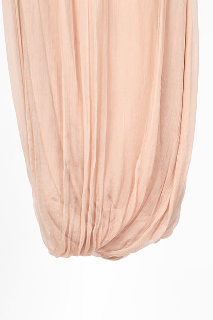Crea Concept Pink Silk Crepe Bubble-Hem Midi Skirt