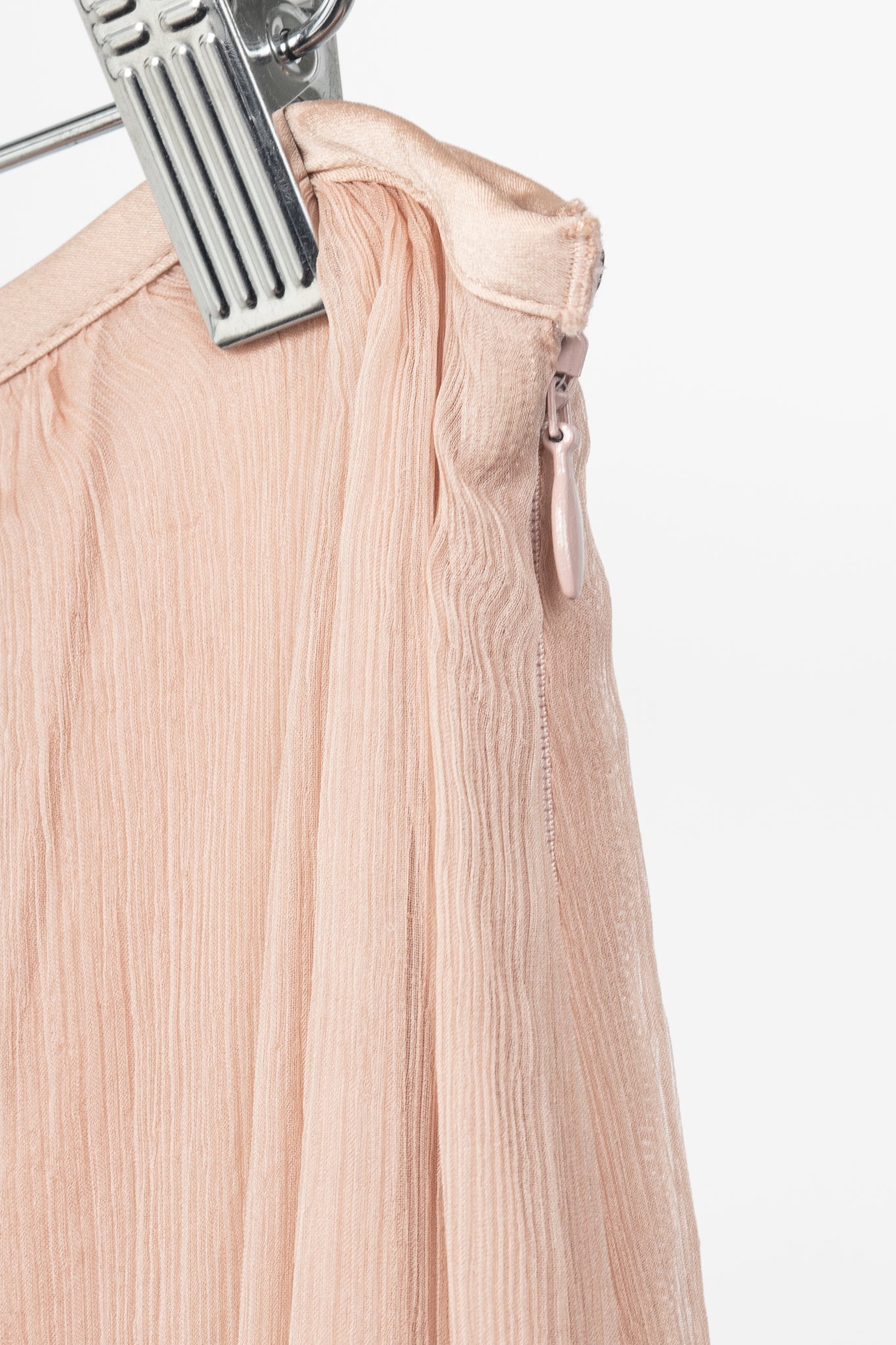 Crea Concept Pink Silk Crepe Bubble-Hem Midi Skirt